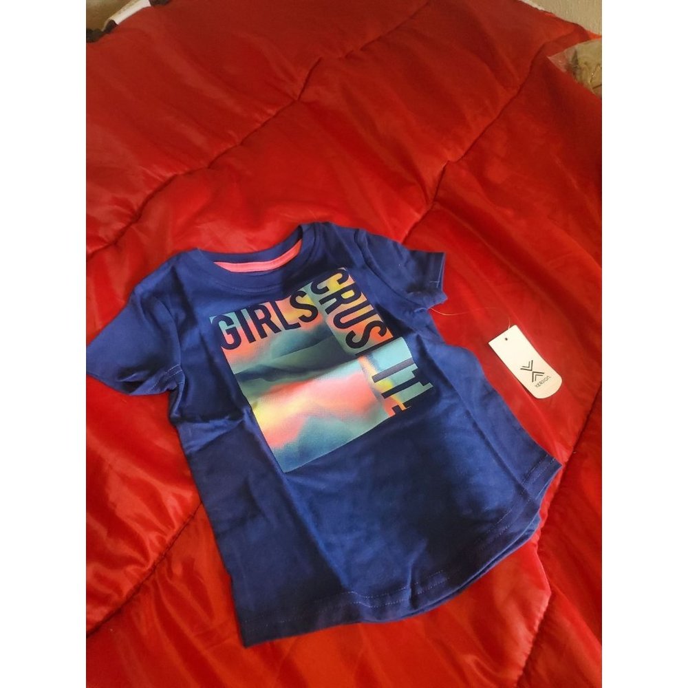 Xersion girls toddler size 4t t-shirt blue crush it moisture wicking nwt